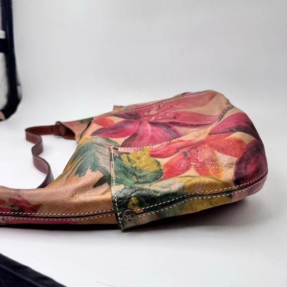 Patricia Nash Floral Hobo Bag Italian Heritage Leather Shoulder Slouchy Cottage - Picture 3 of 16